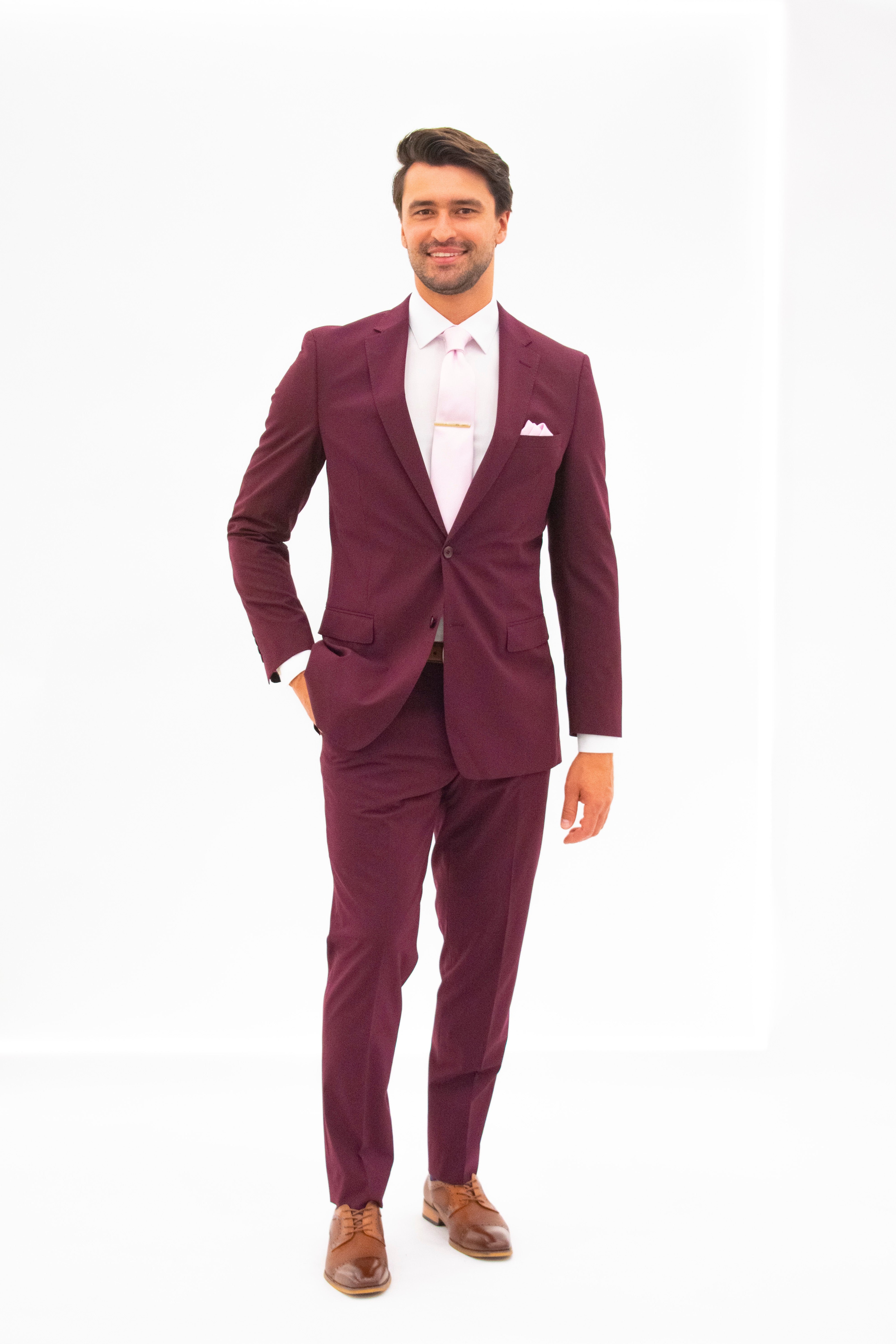 Burgundy Men's Suit | Groomsmen Wedding Tuxedo's