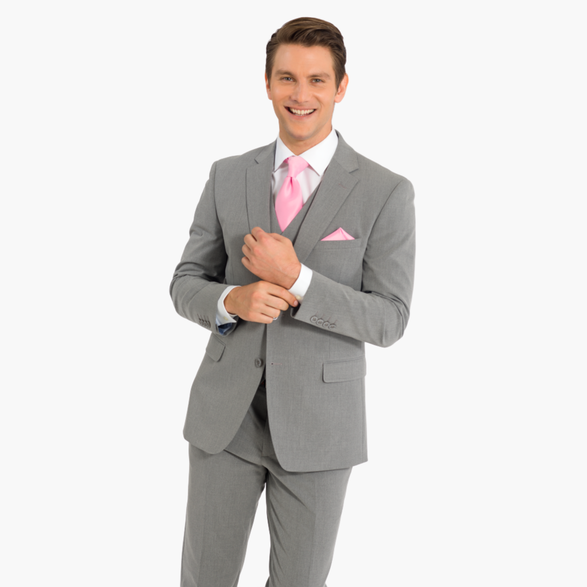 Light Grey Men's Suit Groomsmen Wedding Tuxedo's Vested