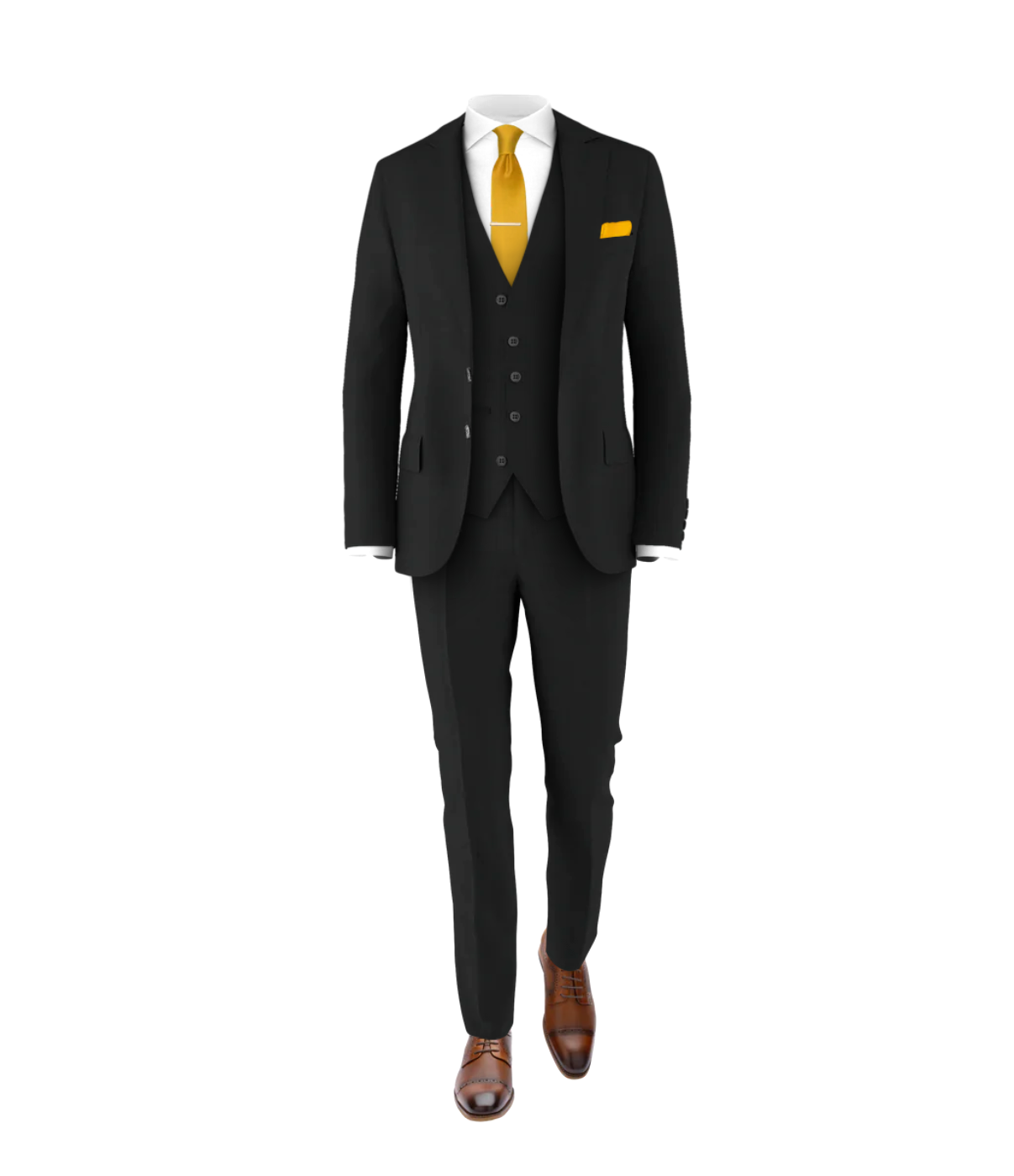 Black Suit Gold Tie Suit for Weddings Events