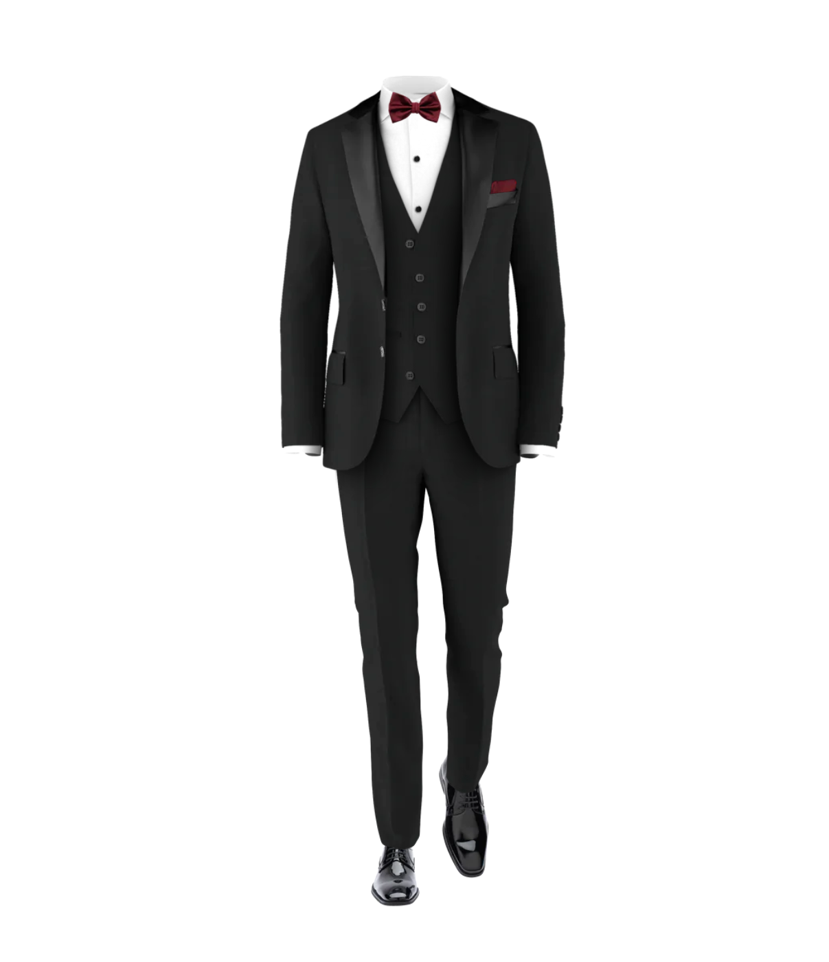 Black Tuxedo Burgundy Tie Men s Three Piece Wedding Suit