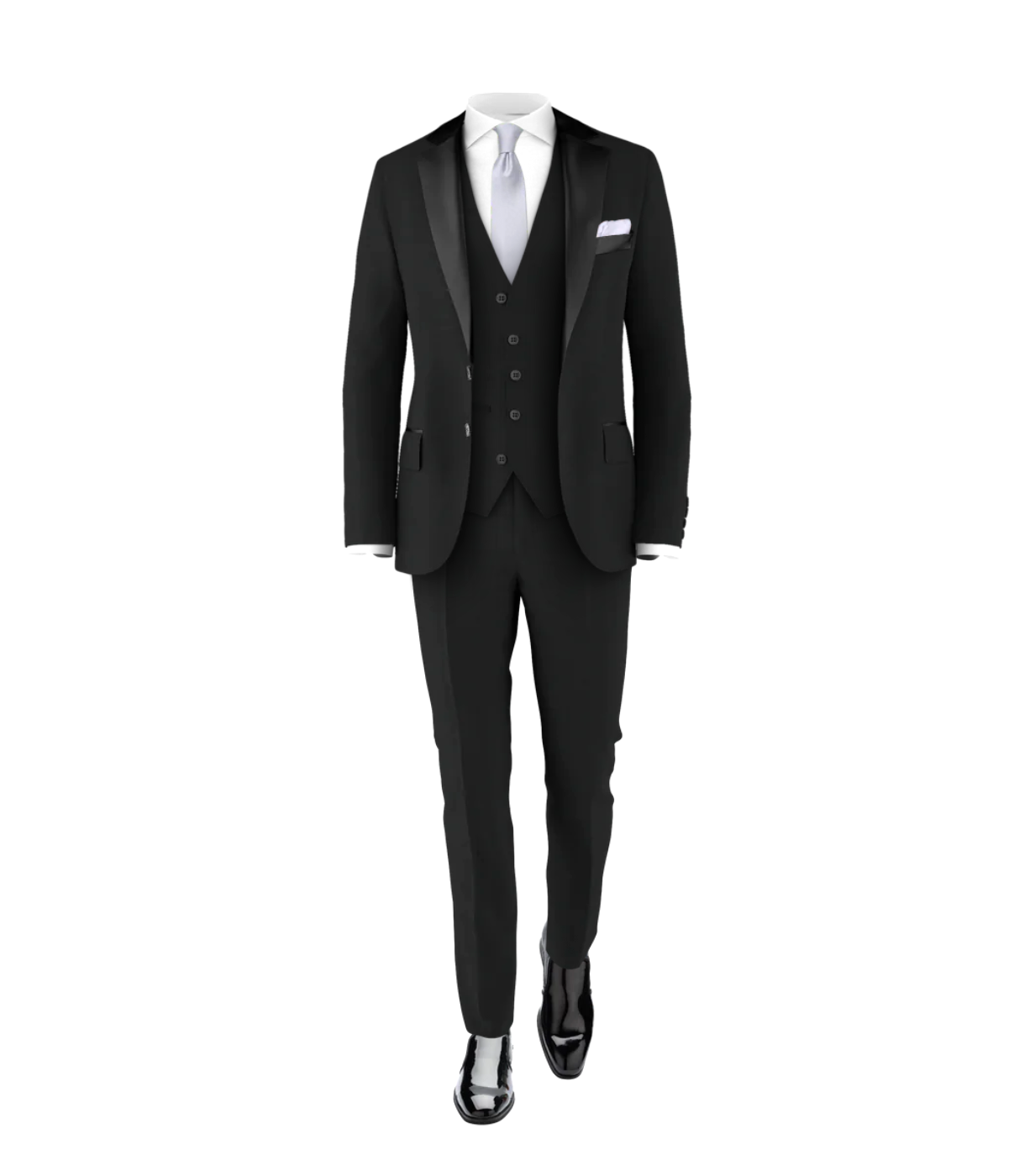 Black Tuxedo Silver Tie Men s Three Piece Wedding Suit