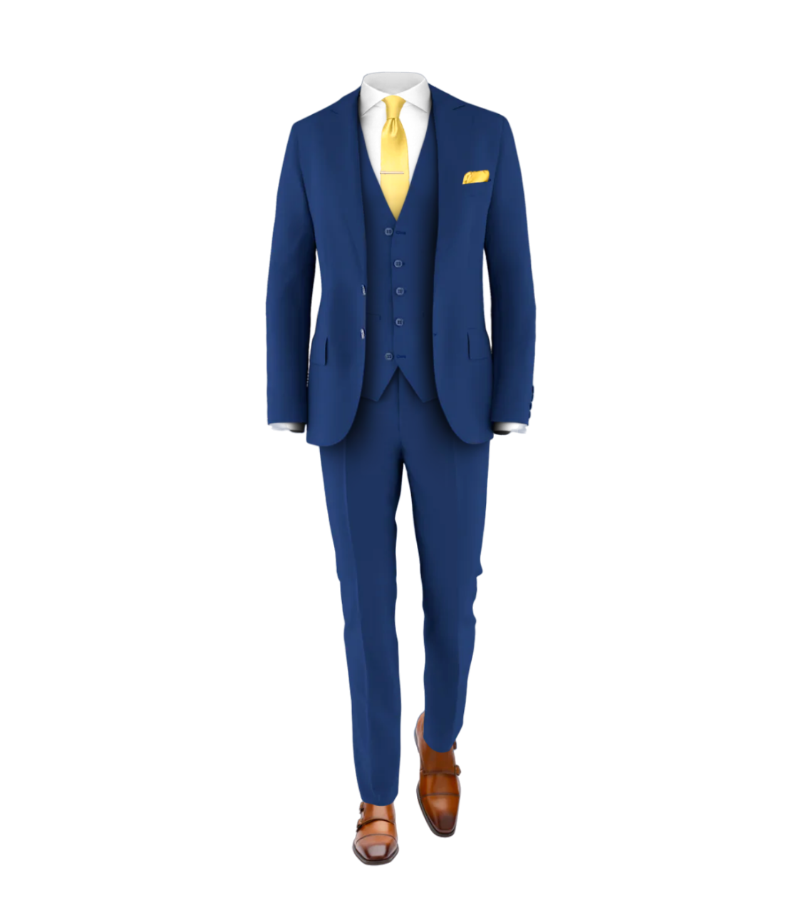 Blue Suit Light Gold Tie Men's Suits Tuxedos Grooms Club