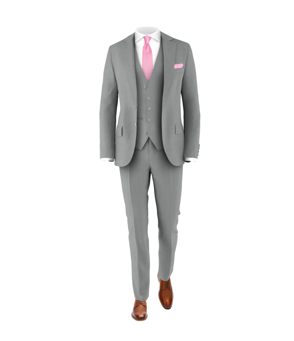 Light Grey Suit Pink Tie Wedding Suit Tuxedo for Groom