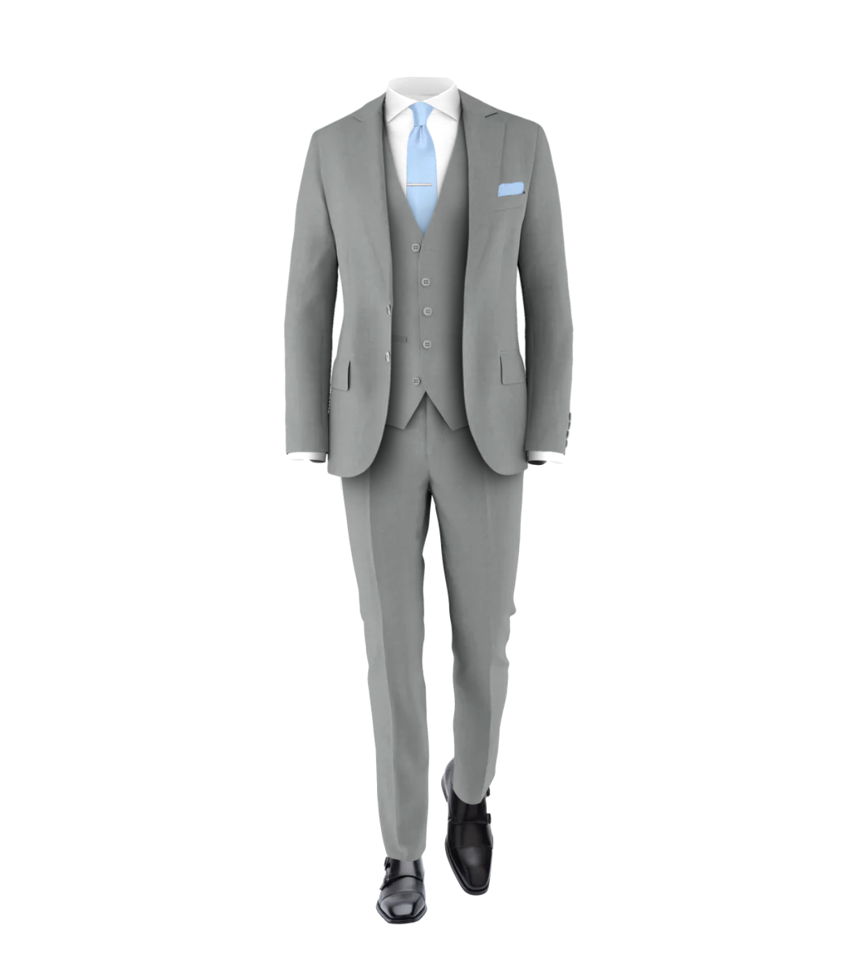 Light Grey Suit Powder Blue Tie Wedding Suit Tuxedo for Groom