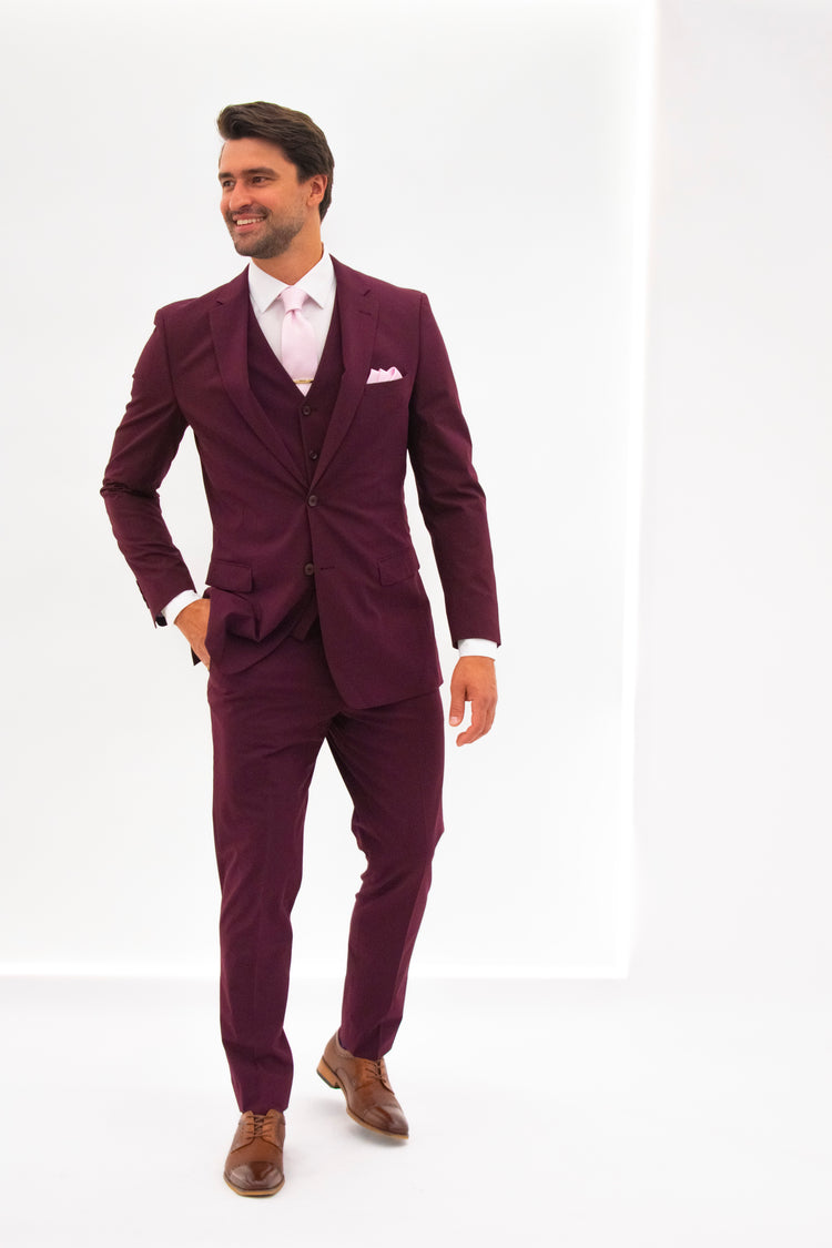 Burgundy Men's Suit | Groomsmen Wedding Tuxedo's | Vested Burgundy Men's Suit | Groomsmen Wedding Tuxedo's | Vested