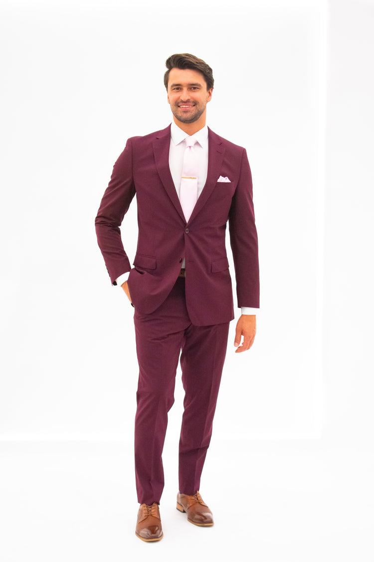 burgundy dress for men Fashion Burgundy Slim Fit Prom Party Suits for Men