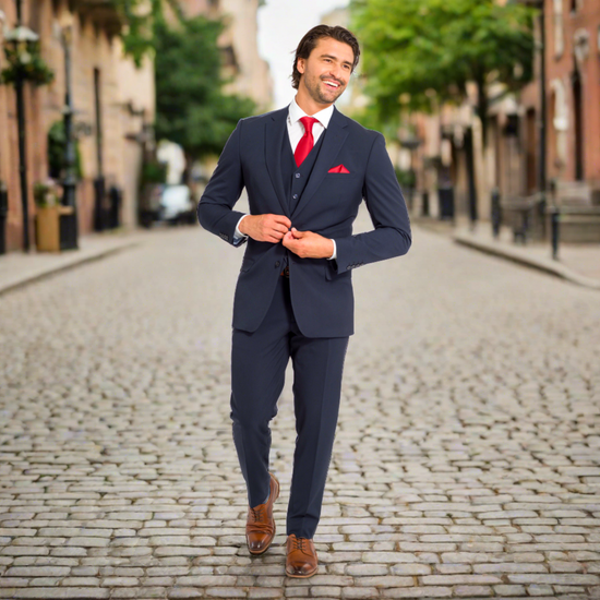 Navy Blue Men s Suit Groomsmen Wedding Tuxedo s Vested