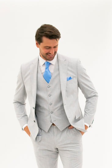 silver dress suit Men's Linen-Look Silver Suit, 32 Short, Slim Fit