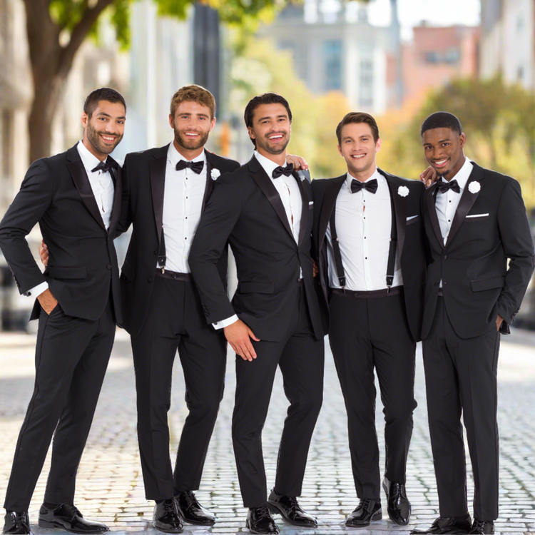 Men s Black Tuxedo Groomsmen Wedding Suit Modern Slim Fit