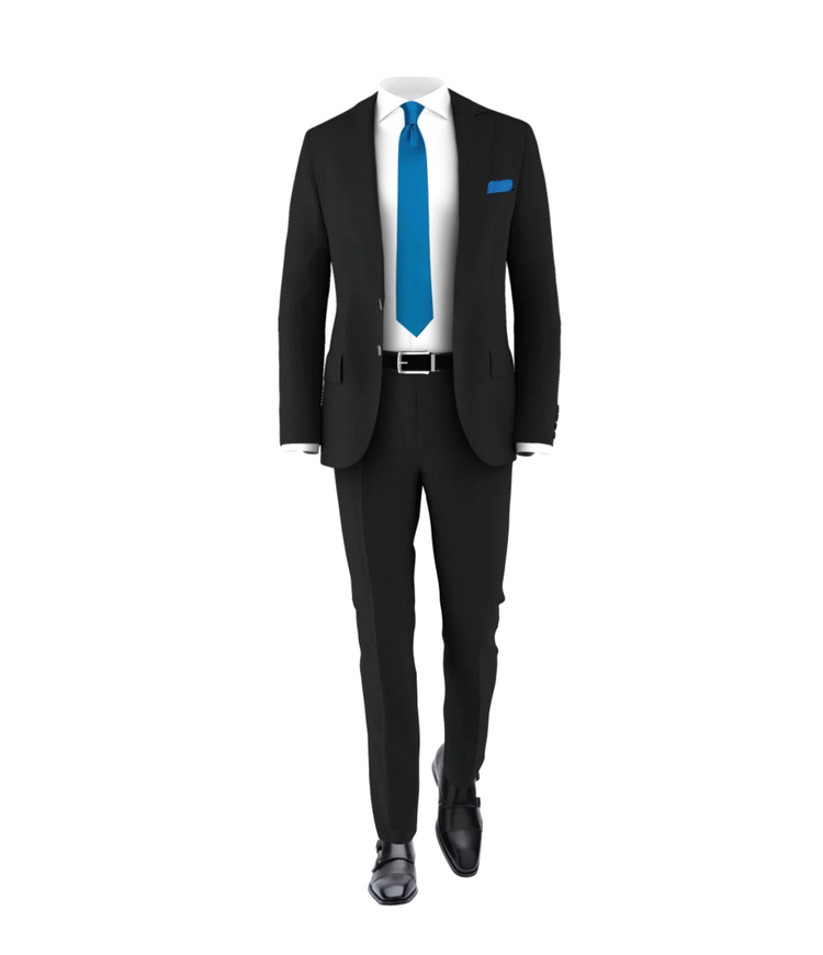 Black Suit Cobalt Blue Tie