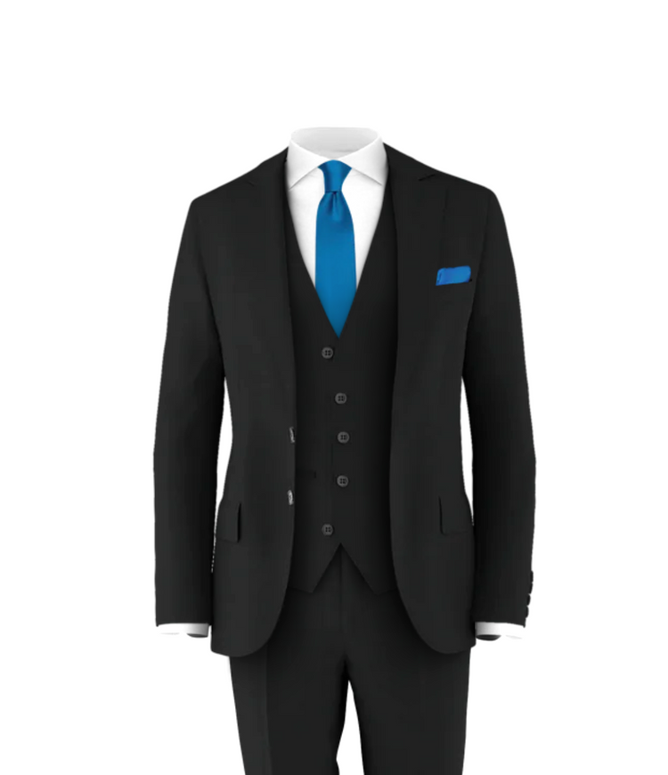 Black Suit Cobalt Blue Tie