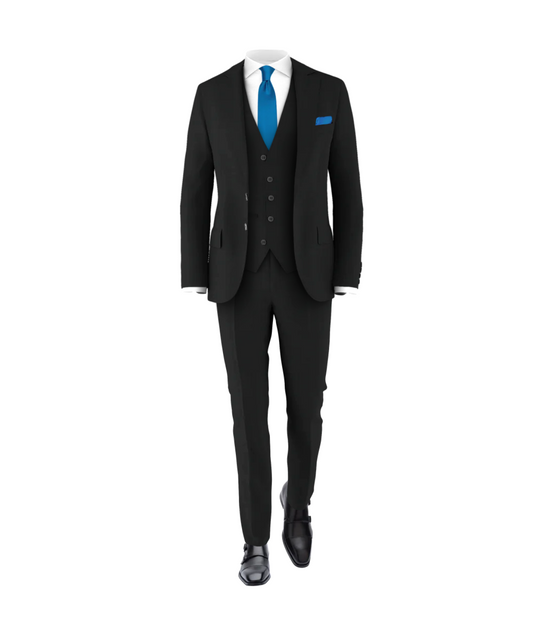 Black Suit Cobalt Blue Tie