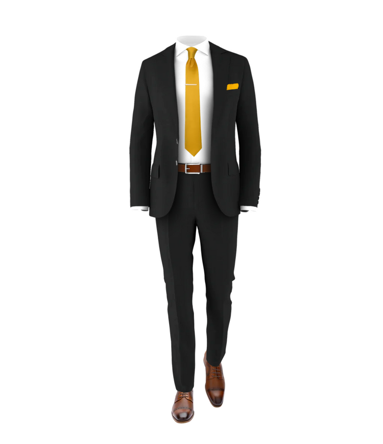 Black Suit Gold Tie