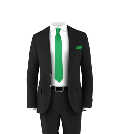 Black Suit & Green Tie | Men's 3 Piece Wedding Suit Black Suit & Green Tie | Men's 3 Piece Wedding Suit