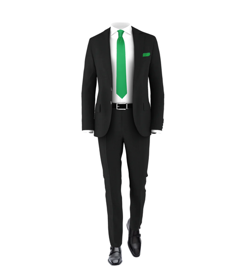 Black Suit & Green Tie | Men's 3 Piece Wedding Suit Black Suit & Green Tie | Men's 3 Piece Wedding Suit