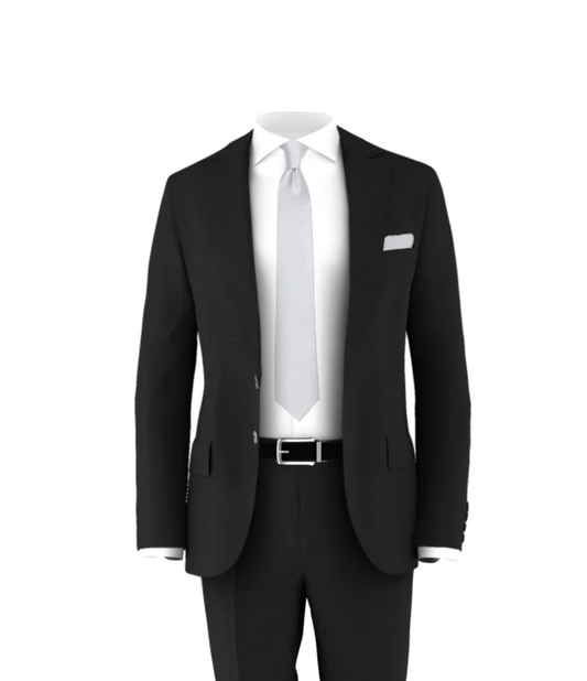 Black Suit Grey Tie