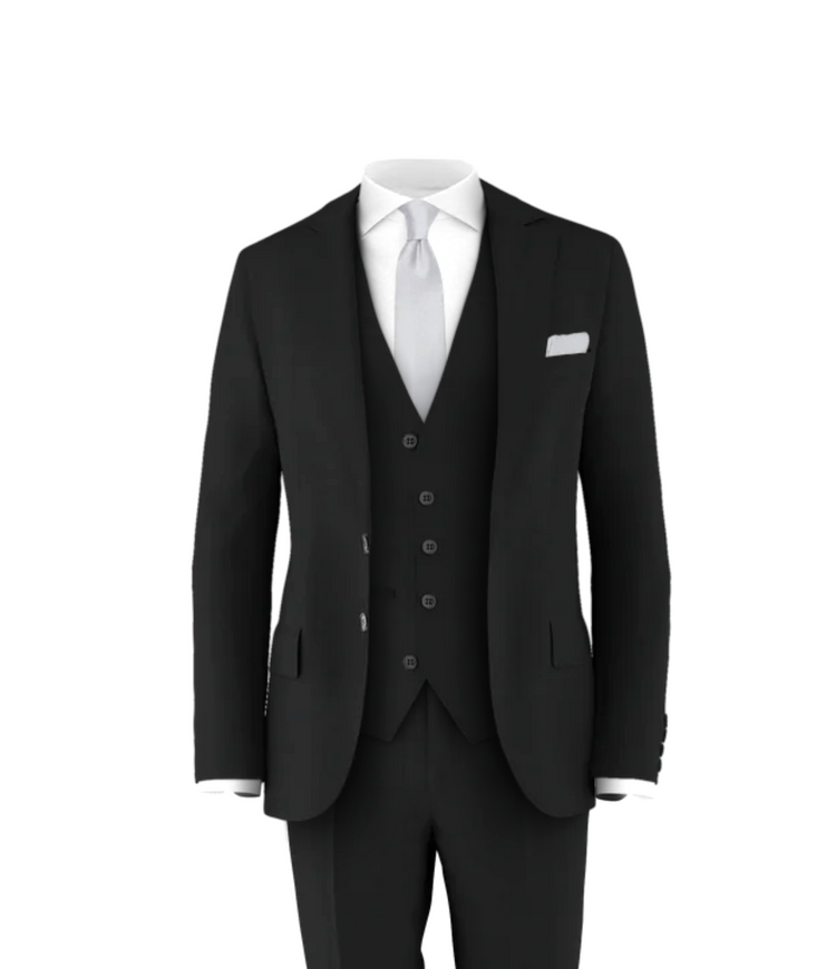 Black Suit Grey Tie