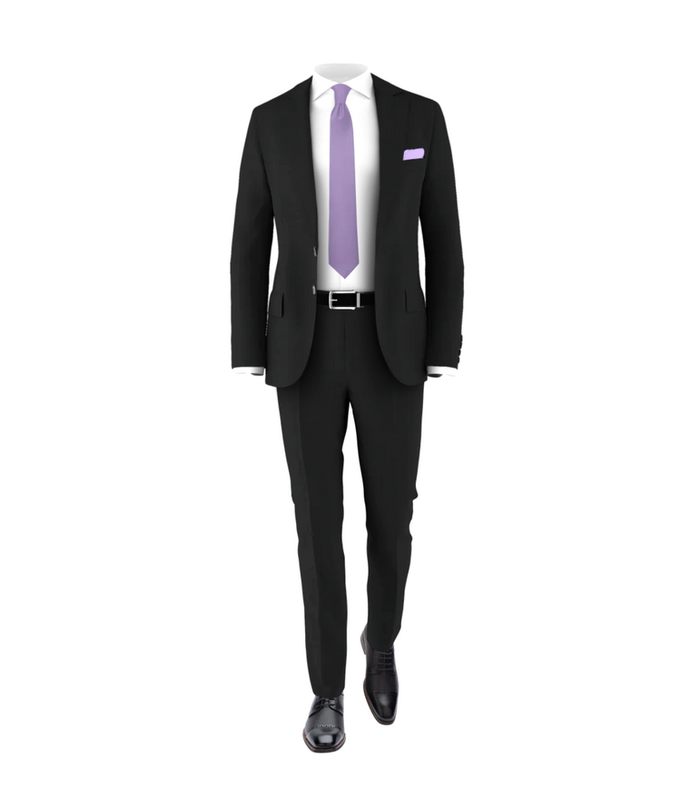 Black Suit Lavender Tie