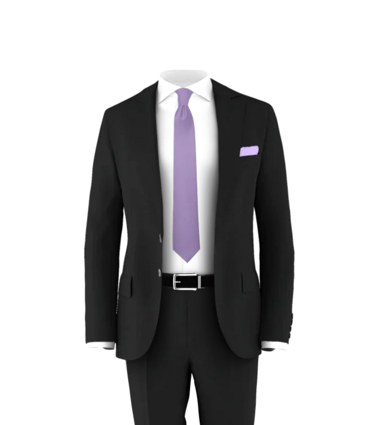 Black Suit Lavender Tie