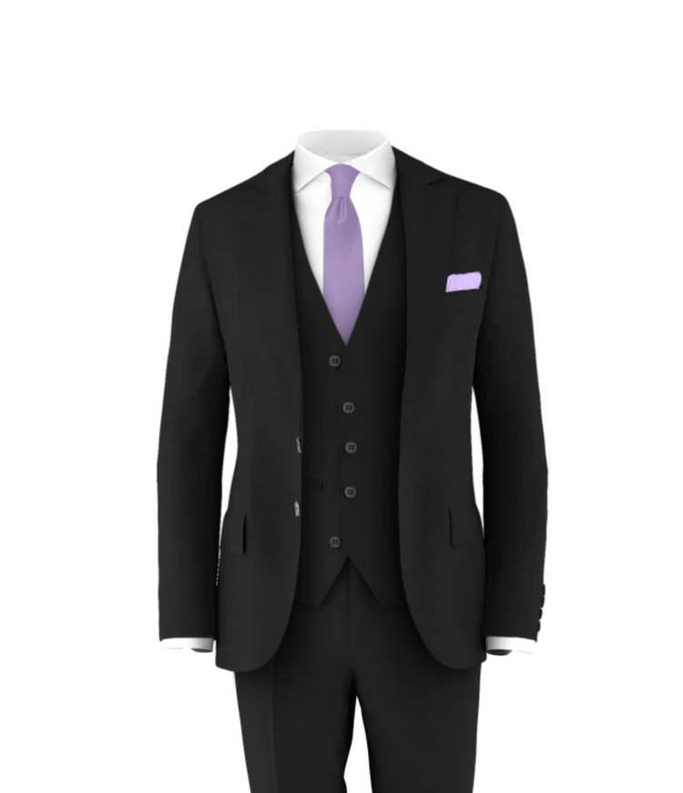 Black Suit Lavender Tie