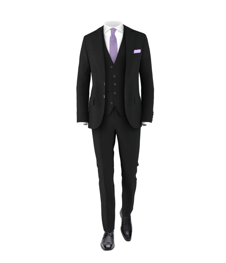 Black Suit Lavender Tie