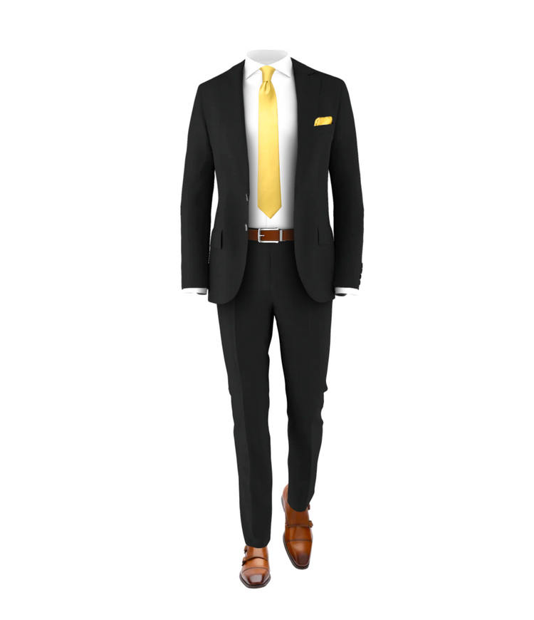 Black Suit Light Gold Tie
