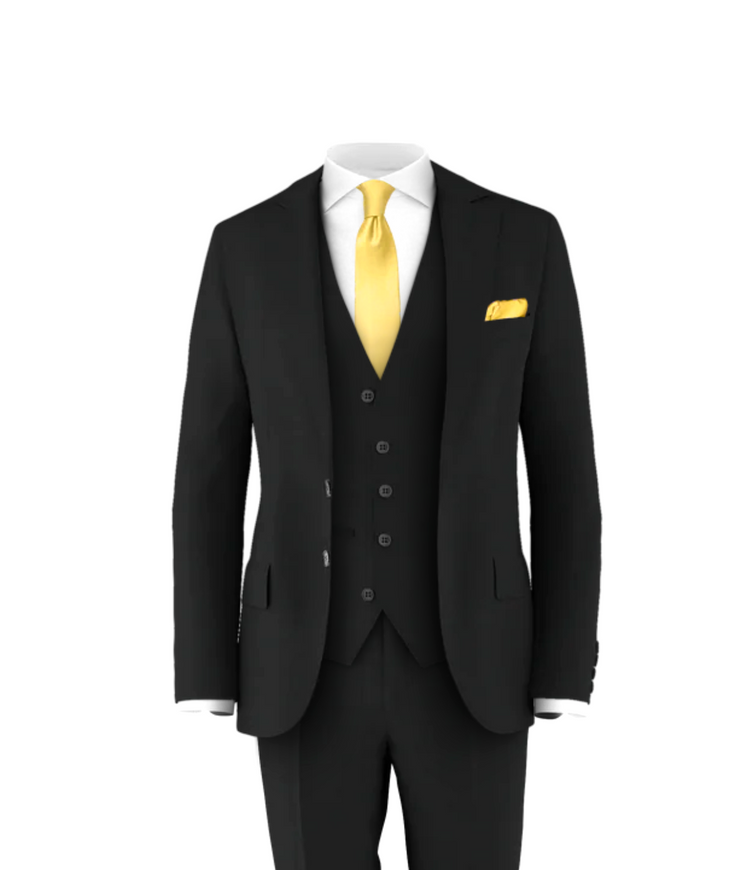Black Suit Light Gold Tie