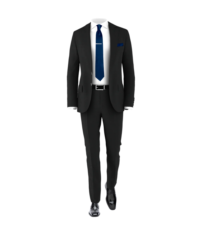 Black Suit Navy Tie Men's Piece Wedding Suit