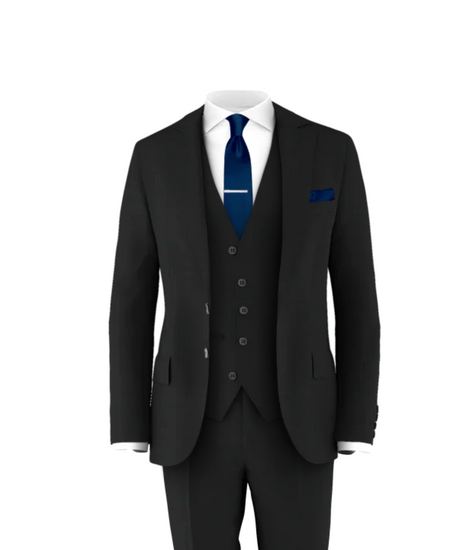 Black Suit Navy Tie Men's Piece Wedding Suit
