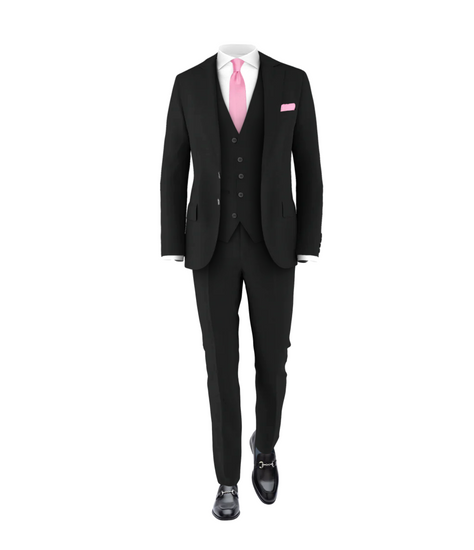 Black Suit Pink Tie Suit Tux for Weddings Events