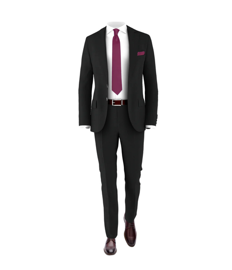 Black Suit & Plum Tie