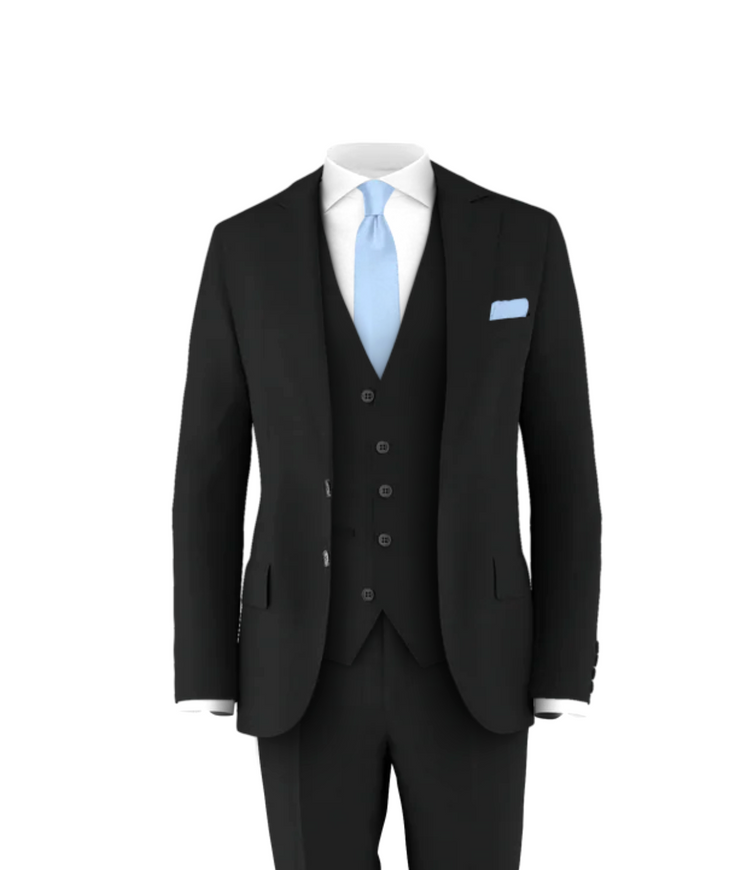 Black Suit & Powder Blue Tie | Suit & Tux for Weddings & Events Black Suit & Powder Blue Tie | Suit & Tux for Weddings & Events