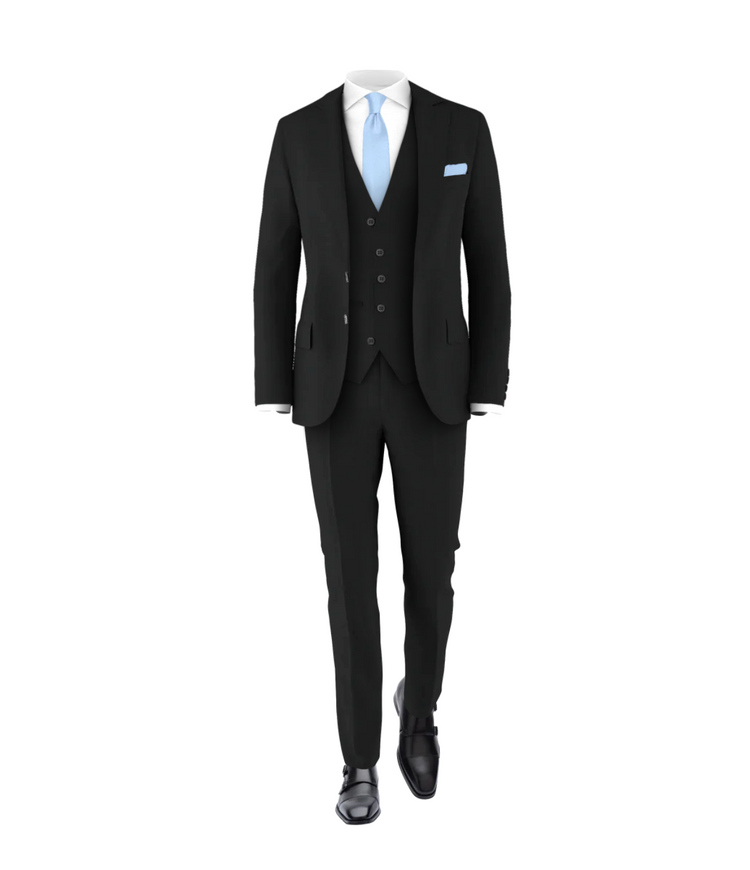 Black Suit & Powder Blue Tie | Suit & Tux for Weddings & Events Black Suit & Powder Blue Tie | Suit & Tux for Weddings & Events