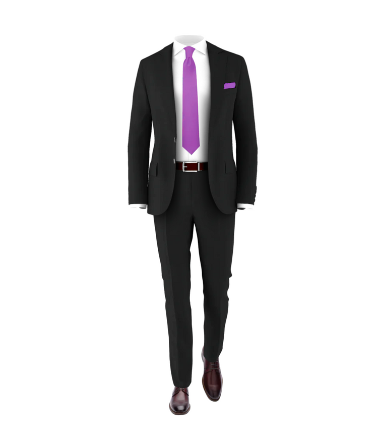 Black Suit Purple Tie