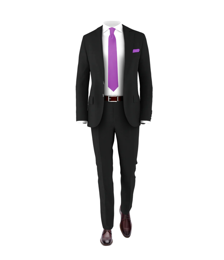 Black Suit Purple Tie Affordable Wedding Suits Tuxedos