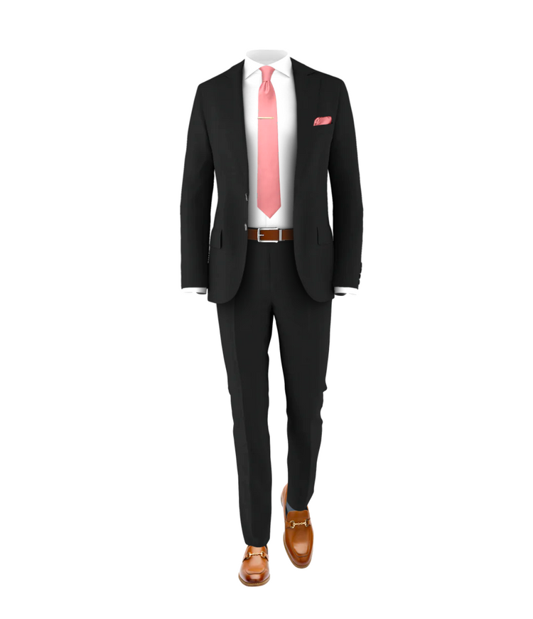 Black Suit & Rose Tie | Suit & Tux for Weddings & Events Black Suit & Rose Tie | Suit & Tux for Weddings & Events