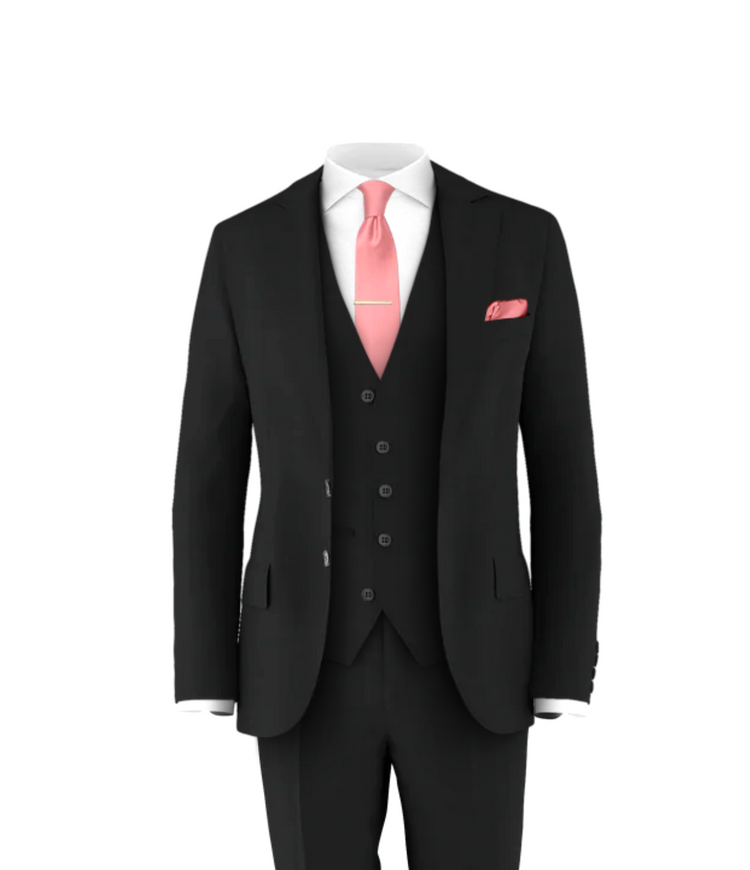 Black Suit Rose Tie