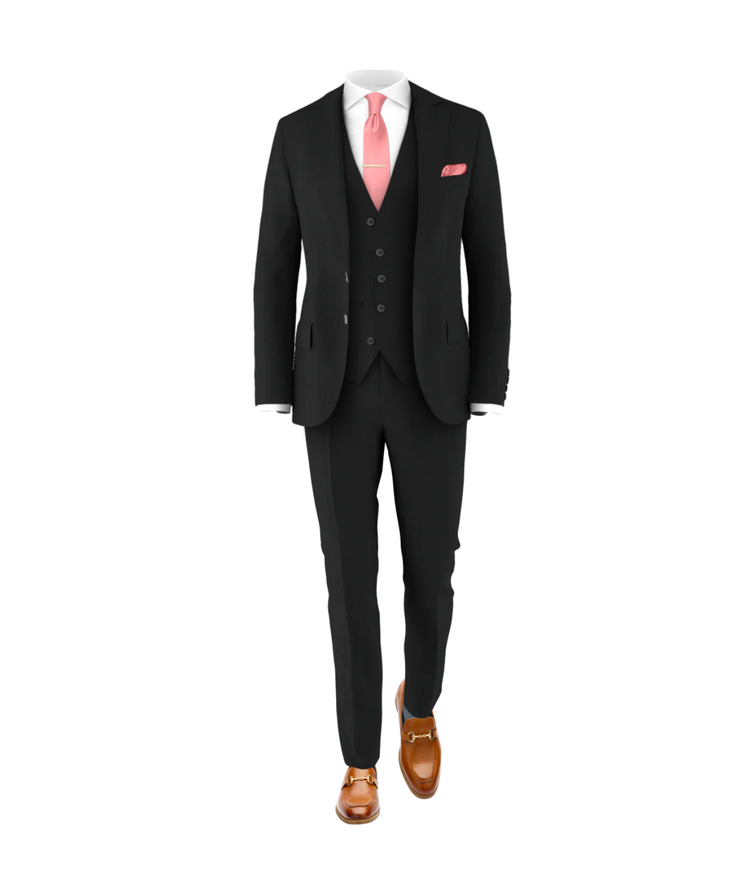 Black Suit & Rose Tie | Suit & Tux for Weddings & Events Black Suit & Rose Tie | Suit & Tux for Weddings & Events