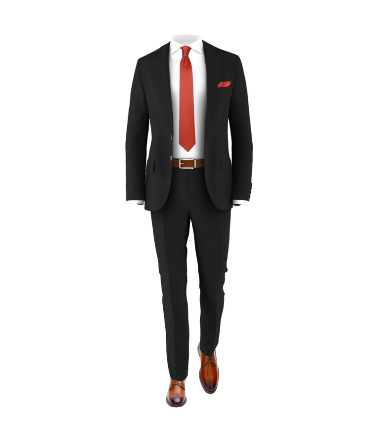 White Shirt Orange Shirt Black Suit Wang Orange Solid Business