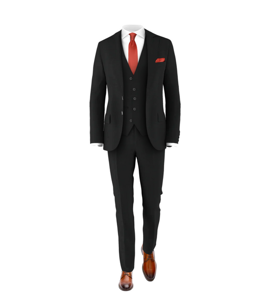 Black Suit Rust Tie