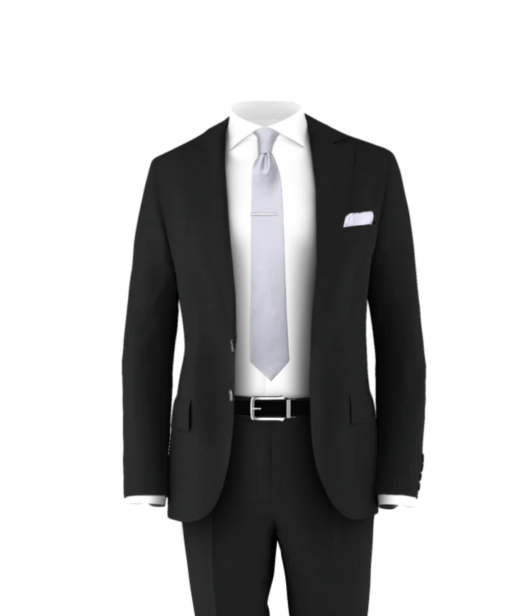 Black Suit Silver Tie