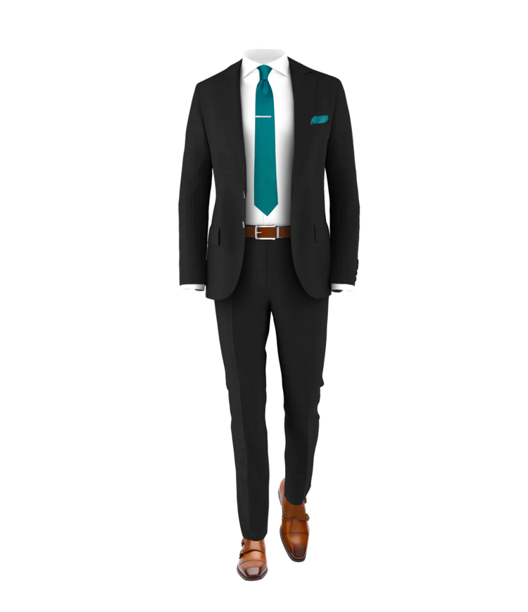 Black Suit Teal Tie