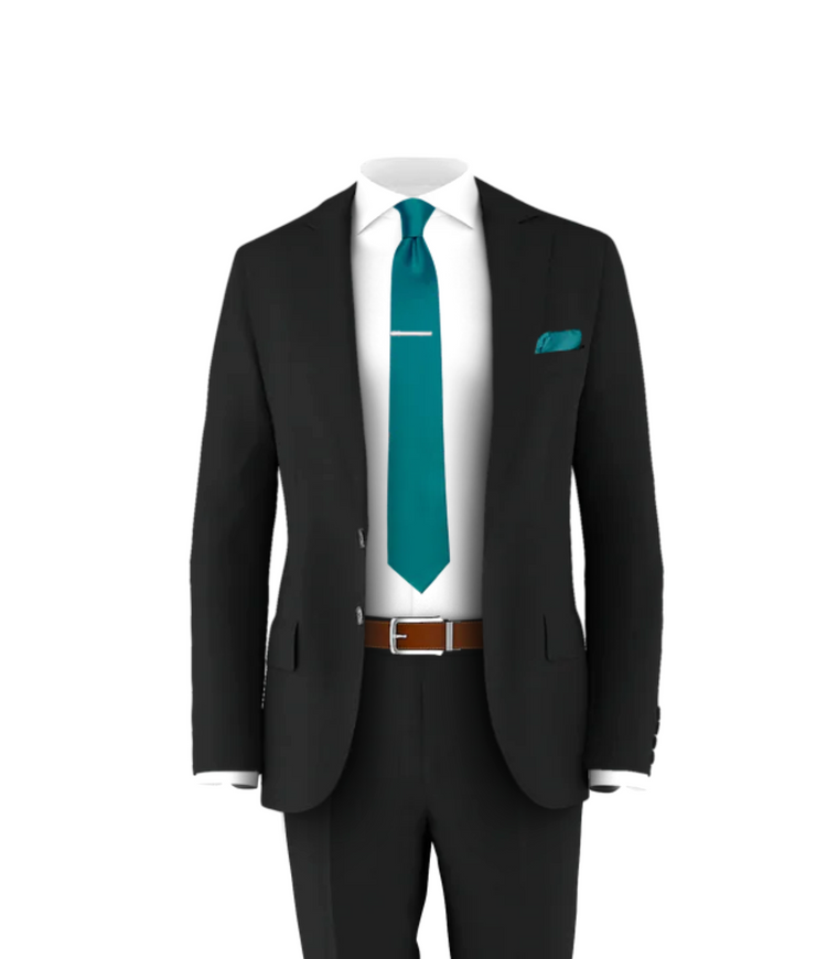 Black Suit Teal Tie