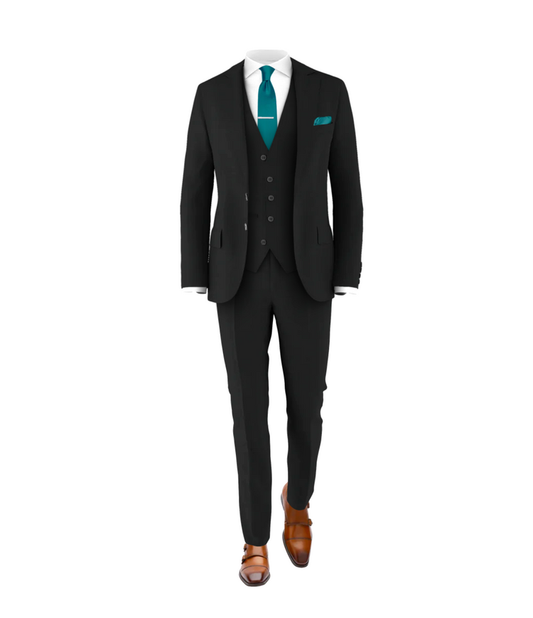 Black Suit Teal Tie