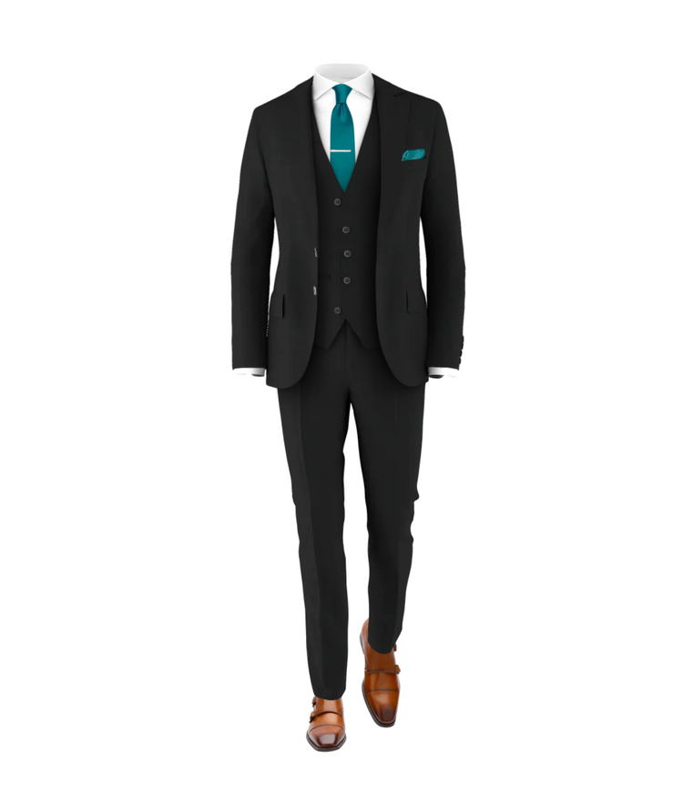 Black Suit Teal Tie Suits Tuxedos for Weddings
