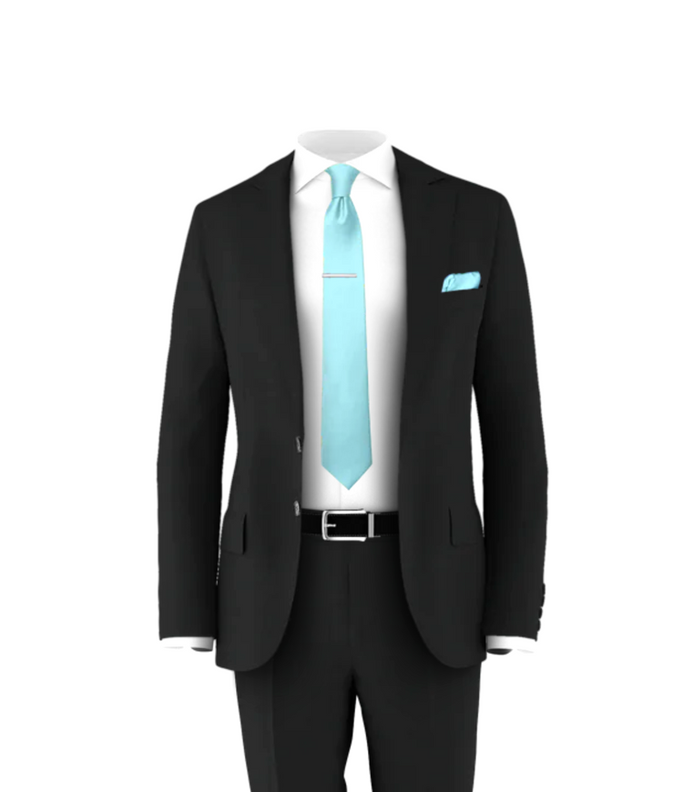 Black Suit Turquois Tie