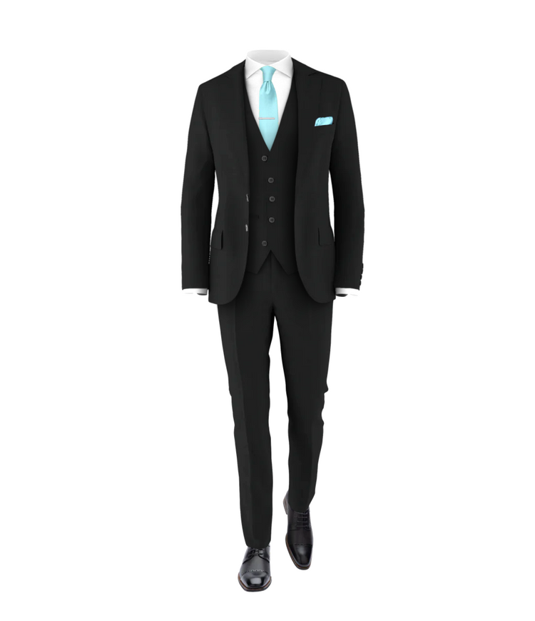 Black Suit Turquois Tie