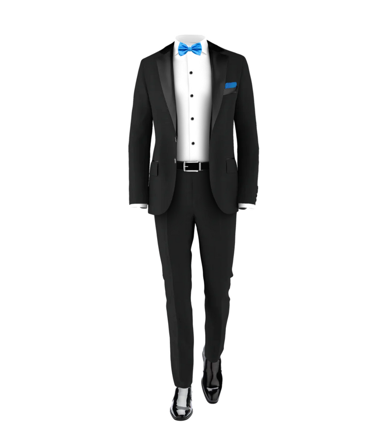 Black Tuxedo Suit Cobalt Blue Tie