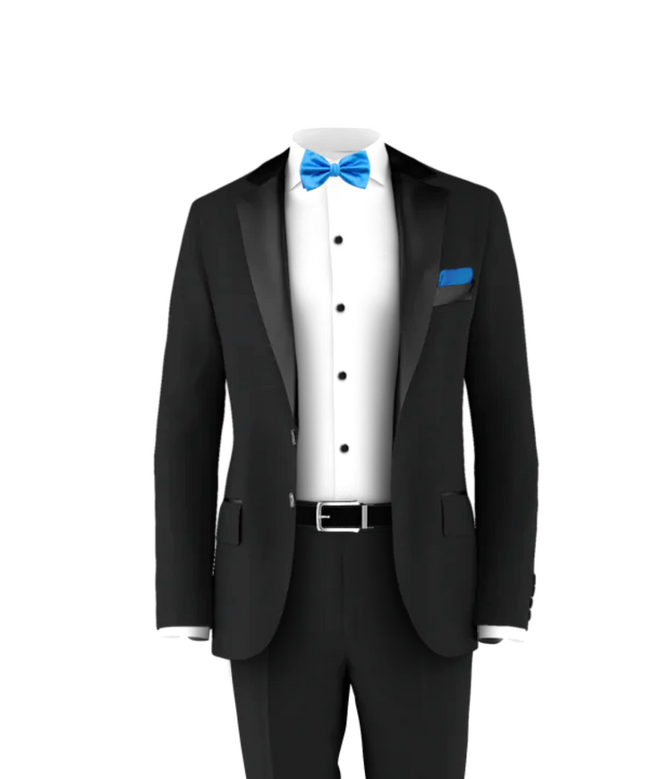 Black Tuxedo Suit Cobalt Blue Tie