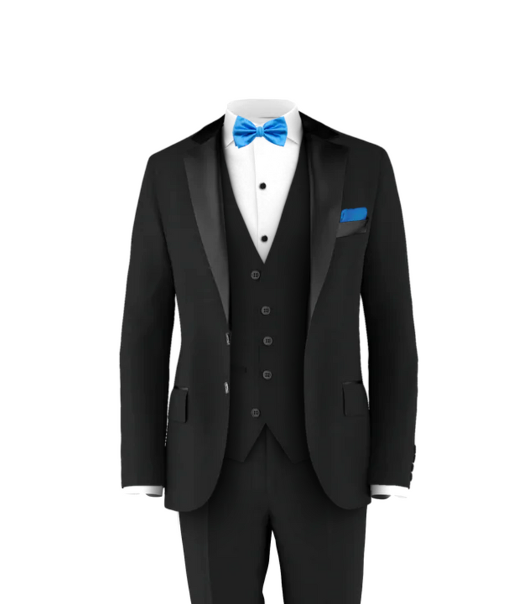 Black Tuxedo Suit Cobalt Blue Tie